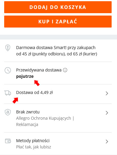Jak poprawnie sprawdzić termin doręczenia na allegro
